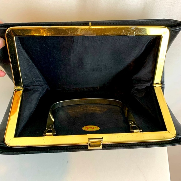 Ande 60s Vintage Black / Gold Twist Handle Handbag - Picture 6 of 10